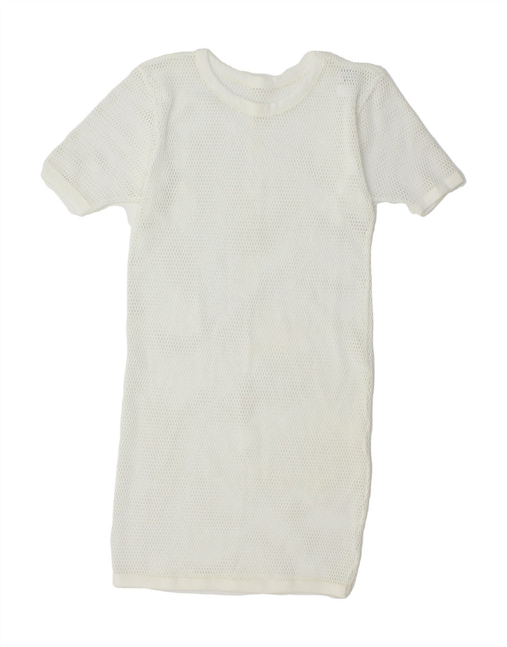 VINTAGE Womens Short Sleeve Beach Basic Dress UK 4 XS White Vintage Vintage and Second-Hand Vintage from Messina Hembry 