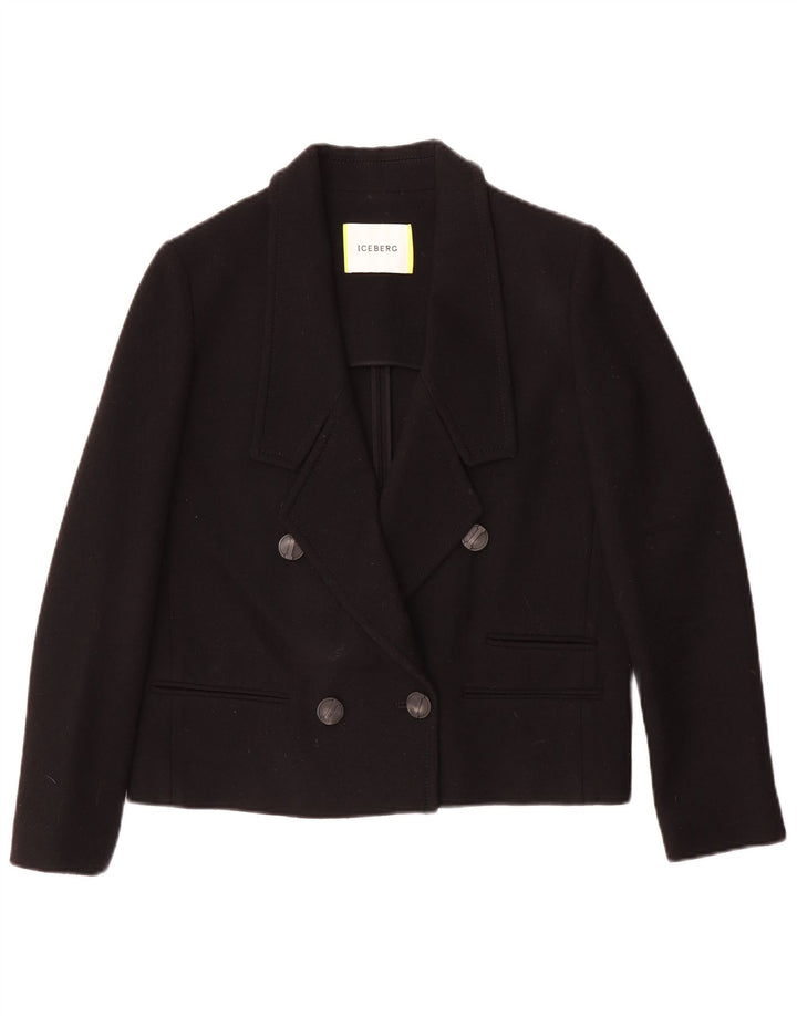 Iceberg Womens Loose Fit Double Breasted Blazer Jacket IT 40 Small Black