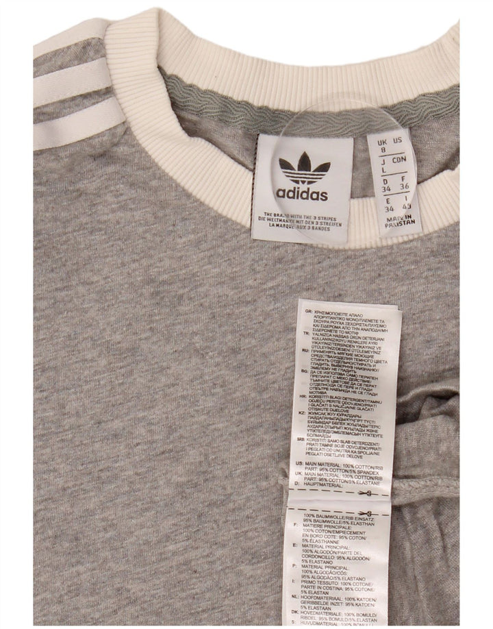 ADIDAS Womens T-Shirt Top UK 8 Small Grey Flecked Cotton