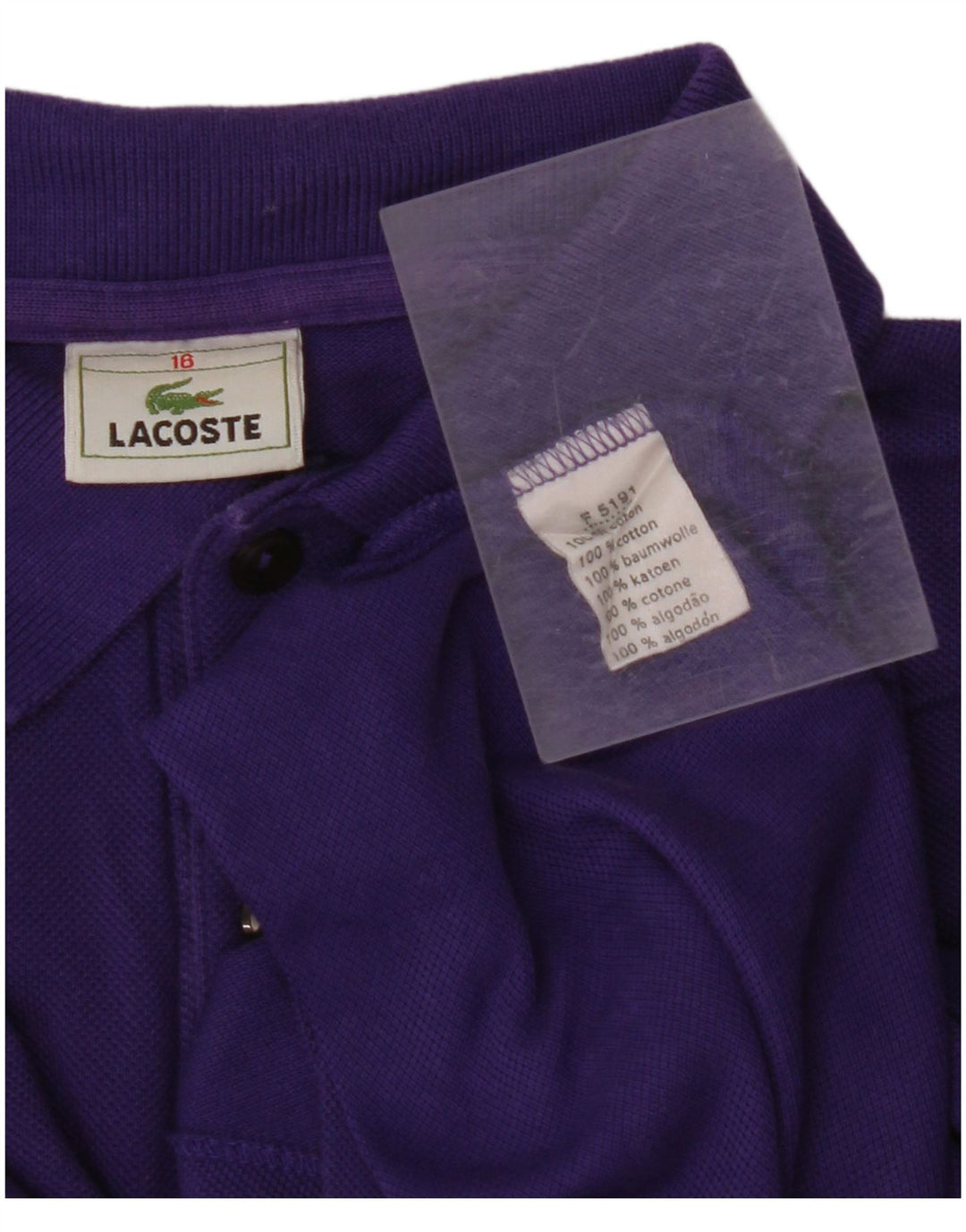 LACOSTE Boys Polo Shirt 15-16 Years Purple Cotton