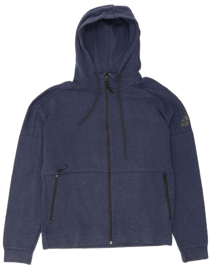 Adidas Mens Zip Hoodie Sweater Medium Navy Blue Flecked
