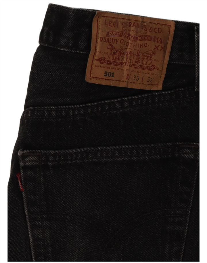 Levi's Mens 501 Straight Jeans W33 L28 Black Cotton
