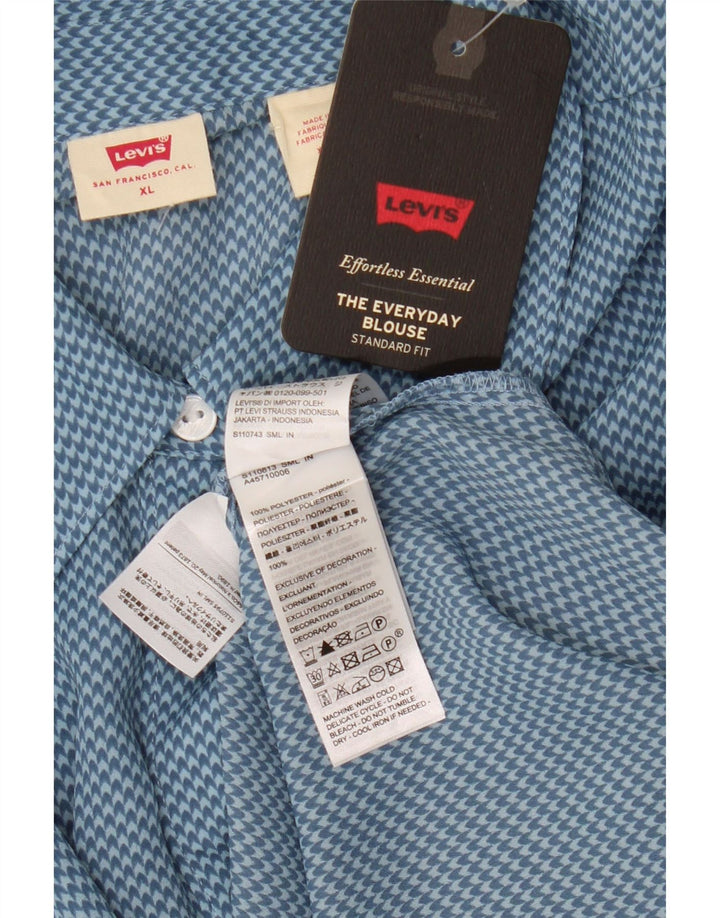 LEVI'S Womens Oversized Standard Fit Shirt UK 18 XL Blue Houndstooth