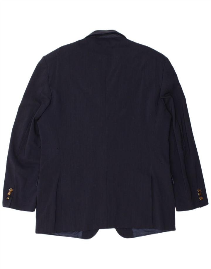 Ferre Mens 2 Button Blazer Jacket IT 54 2XL Navy Blue Virgin Wool