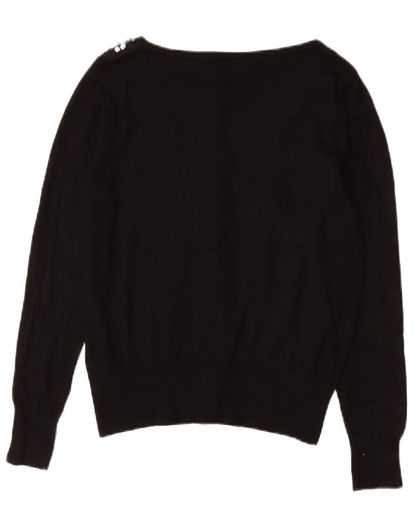 Marks & Spencer Womens Cardigan Sweater UK 12 Medium Black Cotton