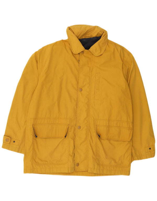 Green Leaves Mens Hooded Utility Jacket UK 42 XL Yellow