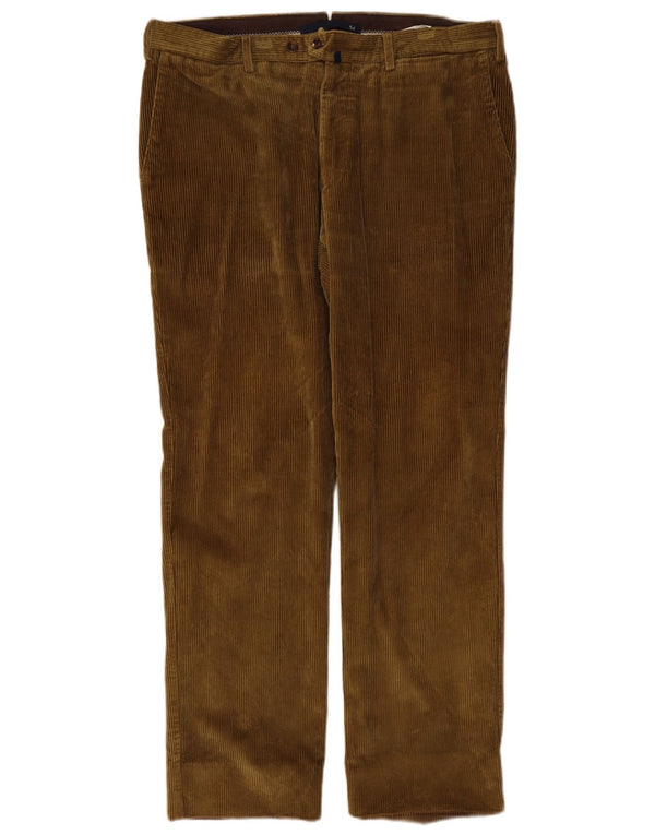 Borsalino Mens Straight Corduroy Trousers IT 54 2XL W36 L31 Khaki Cotton