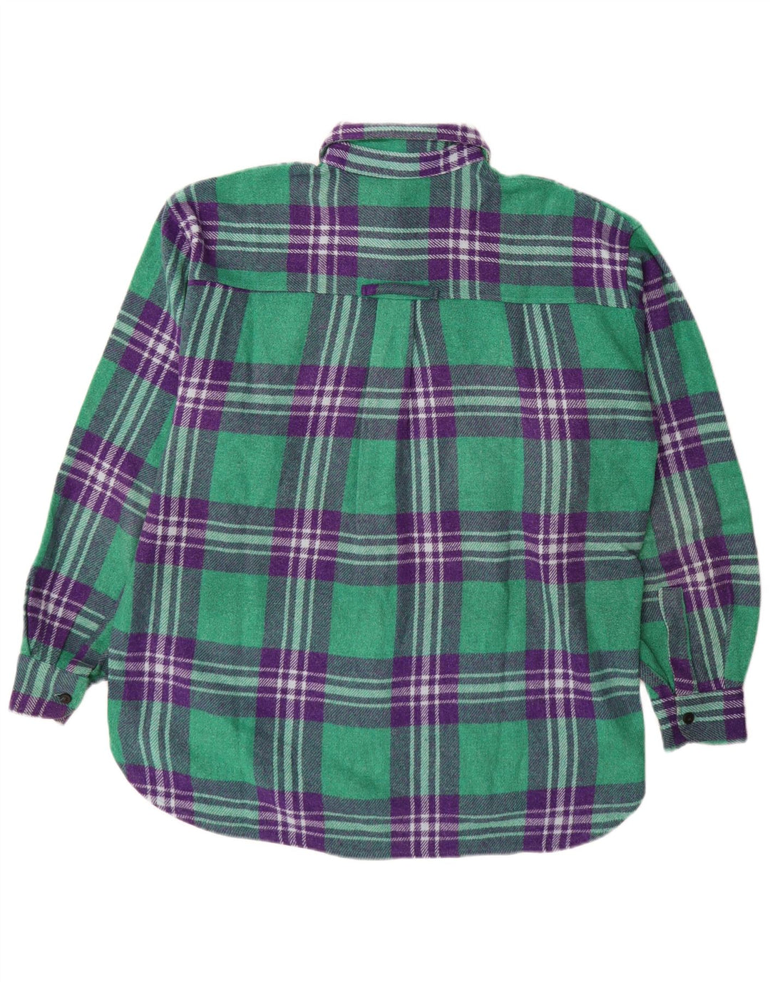 CONTE OF FLORENCE Mens Flannel Shirt Medium Green Check Wool
