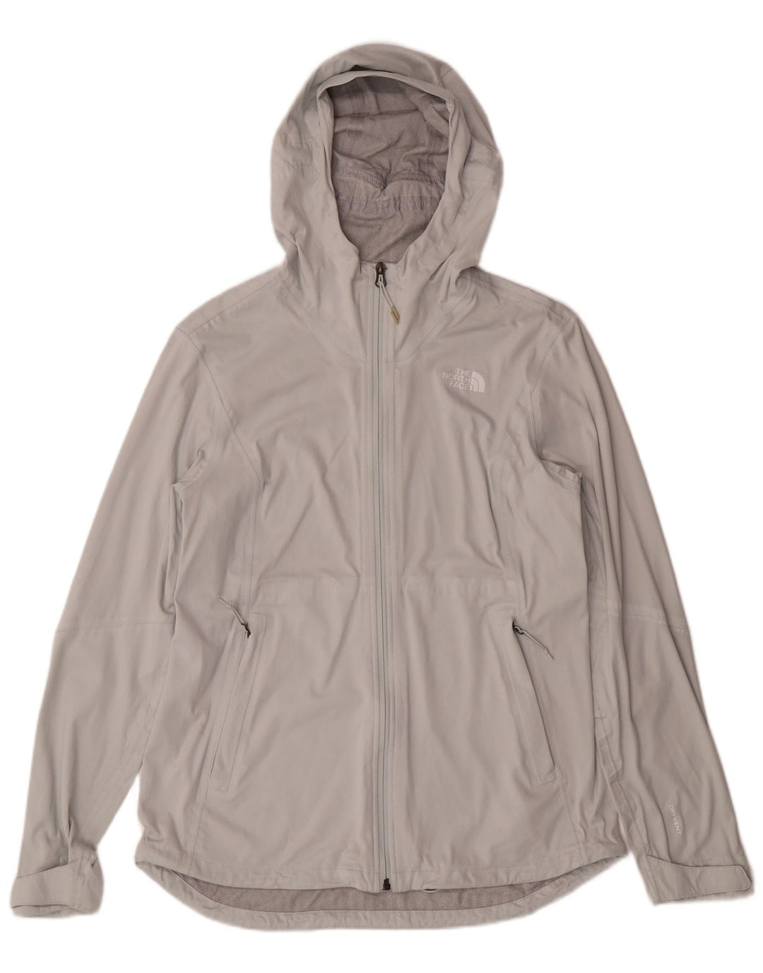 THE NORTH FACE Womens Hooded Rain Jacket UK 14 Large Grey Polyester