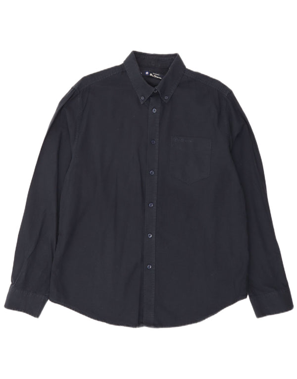 Ben Sherman Mens Shirt Large Navy Blue Cotton