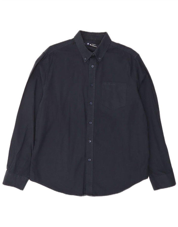 Ben Sherman Mens Shirt Large Navy Blue Cotton