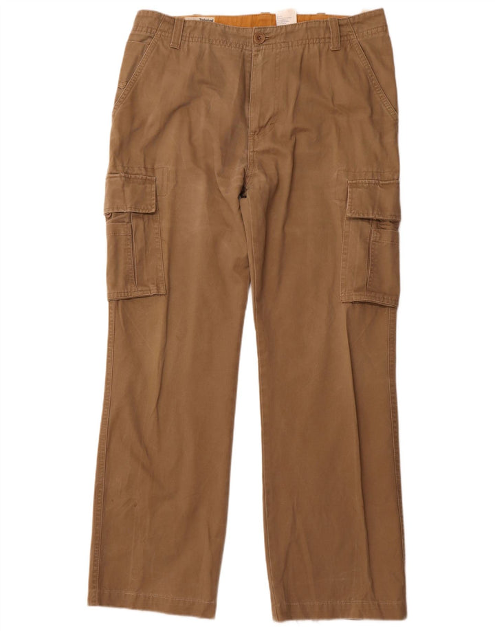 TIMBERLAND Mens Straight Cargo Trousers W34 L32 Beige Cotton
