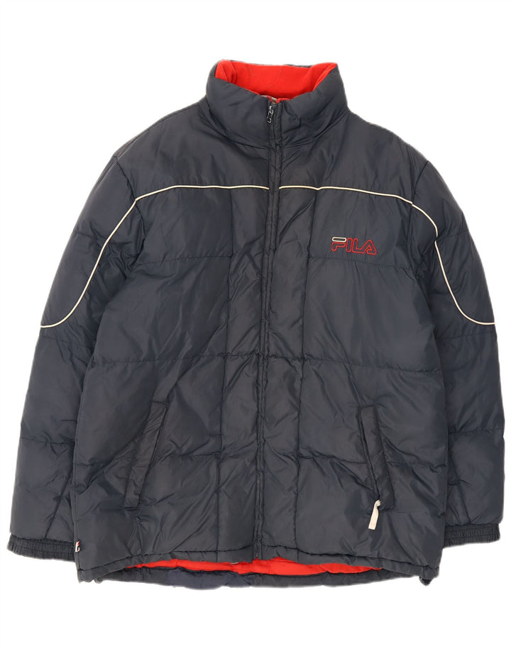 Fila Mens Graphic Padded Jacket UK 38 Medium Navy Blue Nylon