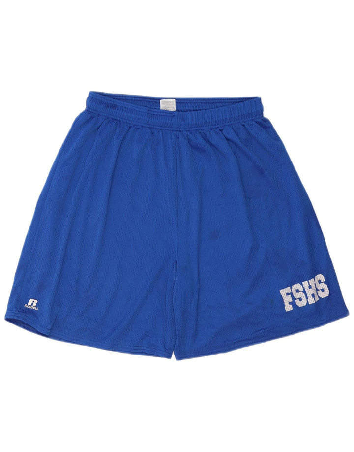 RUSSELL ATHLETIC Mens Graphic Sport Shorts XL  Blue Polyester