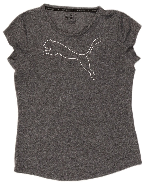 PUMA Womens Graphic T-Shirt Top UK 10 Small  Grey Flecked