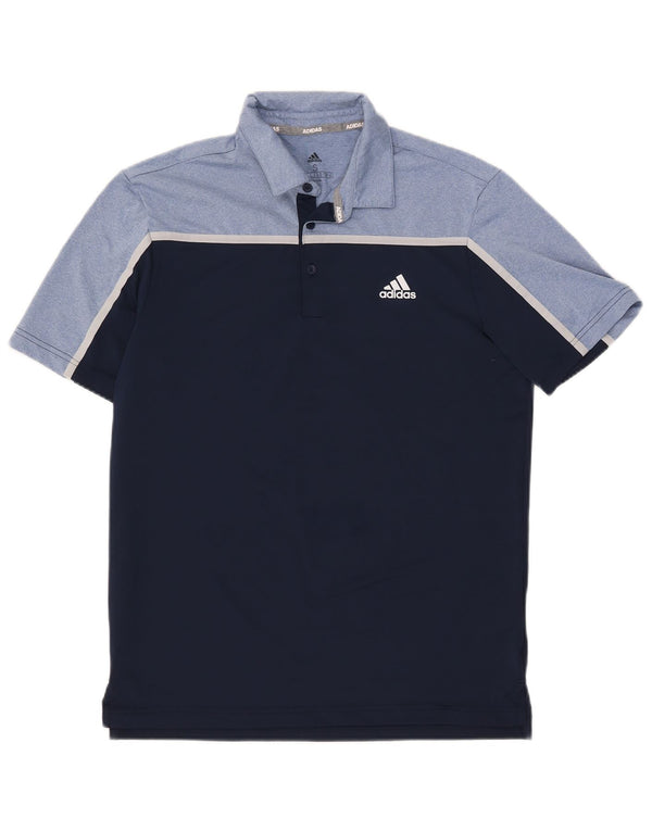 Adidas Mens Polo Shirt Small Navy Blue Colourblock Polyester