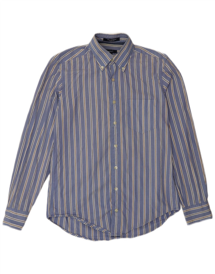 Gant Mens Regular Fit Shirt Small Blue Striped Cotton