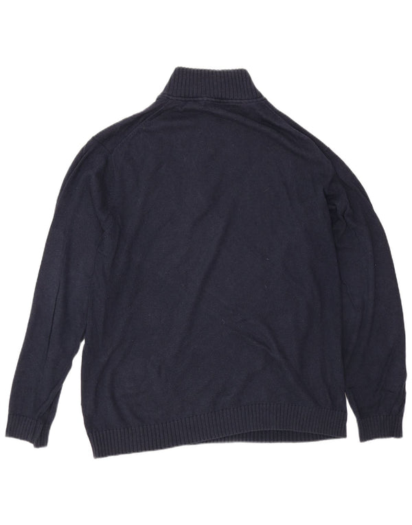 Crew Clothing Mens Zip Neck Jumper Sweater Large Navy Blue Cotton