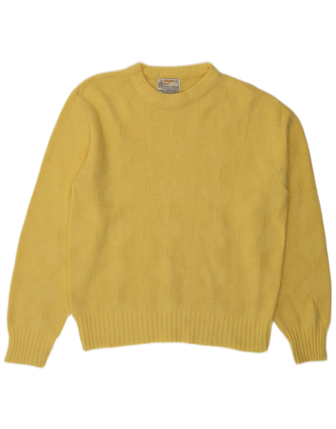 LONDON FOG Womens Crew Neck Jumper Sweater UK 16 Large Yellow Acrylic