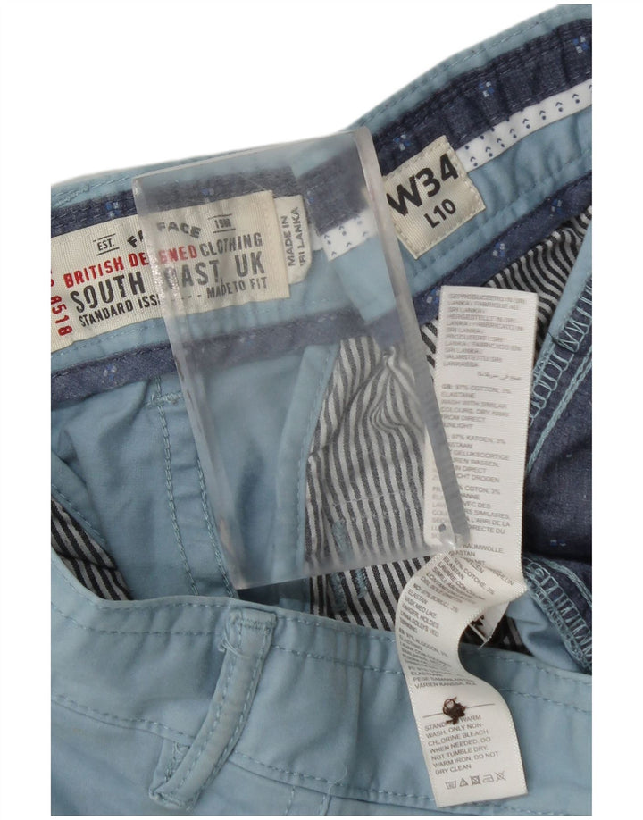 Fat Face Mens Abstract Pattern Chino Shorts W34 Large Blue Cotton