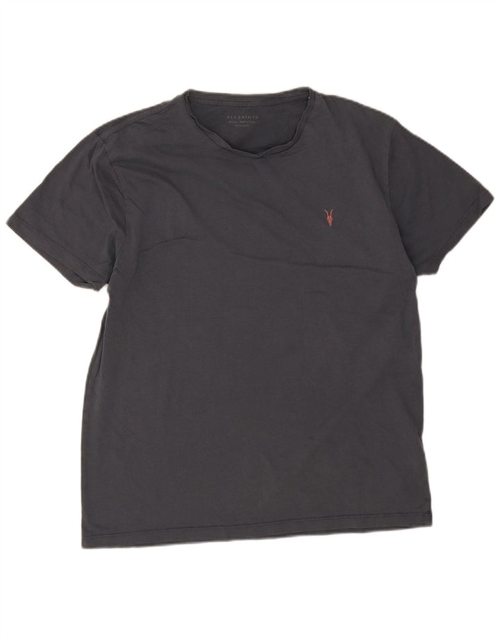All Saints Mens Regular Fit T-Shirt Top Medium Grey Cotton