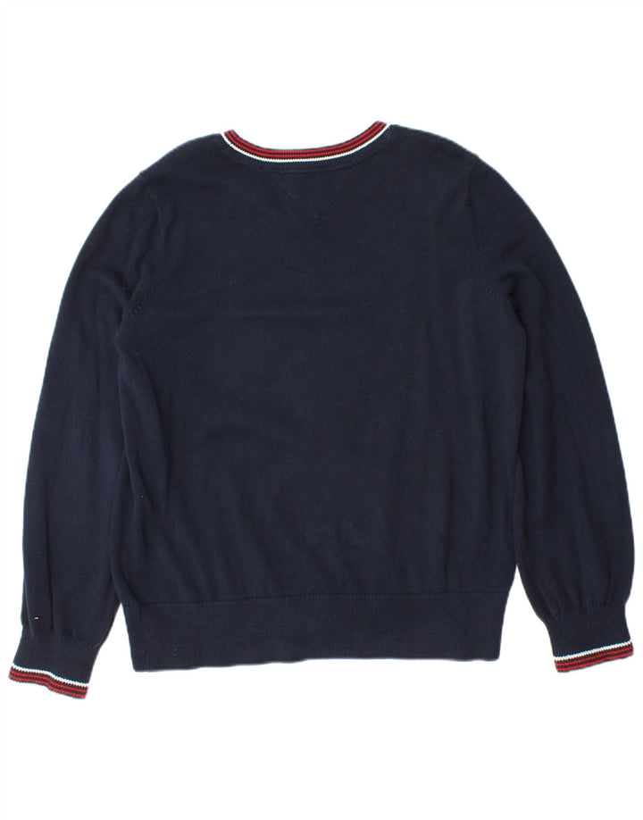 TOMMY HILFIGER Womens Crew Neck Jumper Sweater UK 10 Small Navy Blue