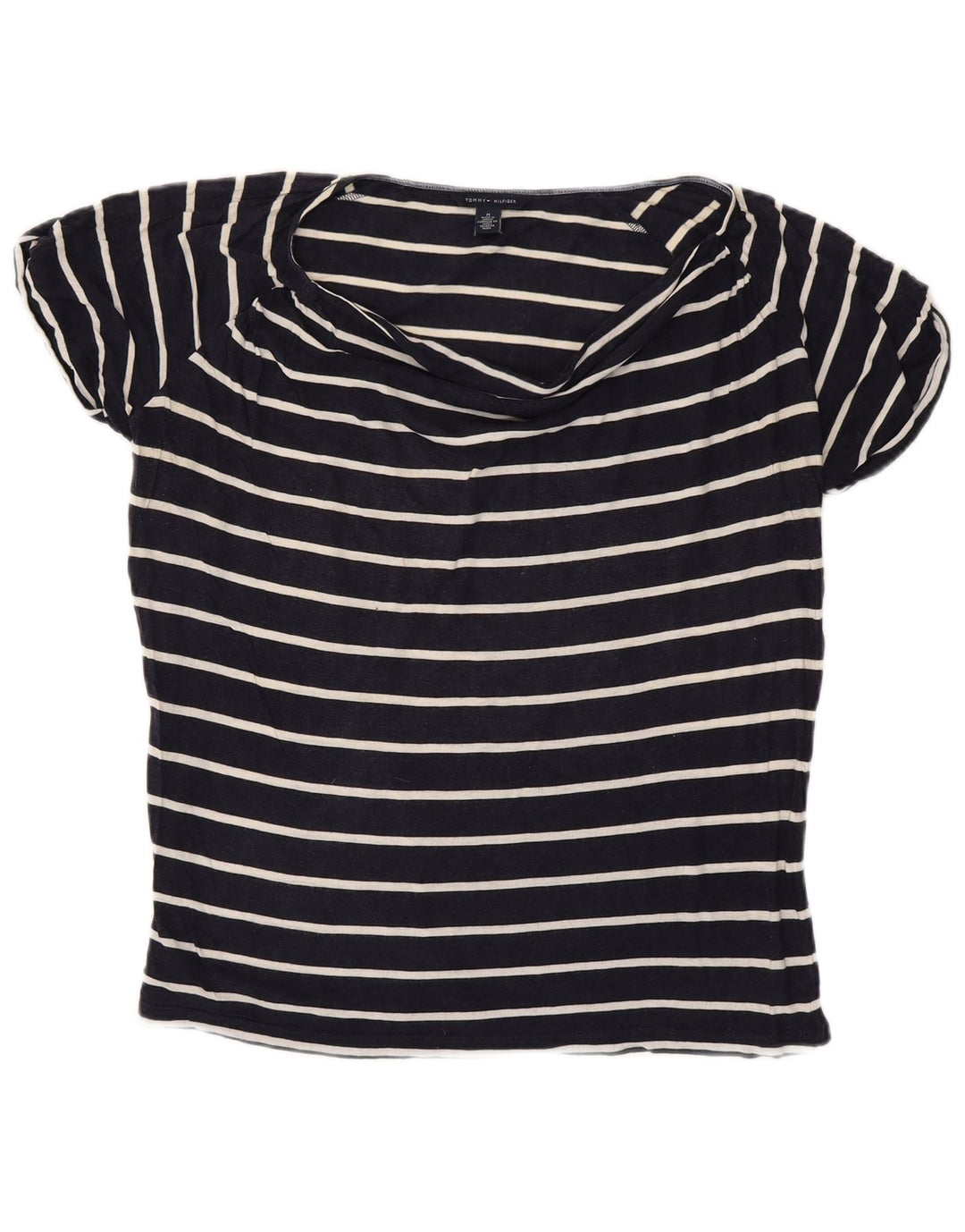 TOMMY HILFIGER Womens T-Shirt Top UK 14 Medium Navy Blue Striped