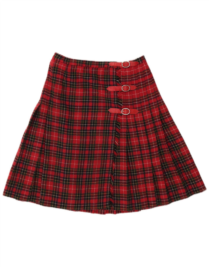 VINTAGE Womens Wrap Knife Pleated Skirt W28 Medium Red Plaid