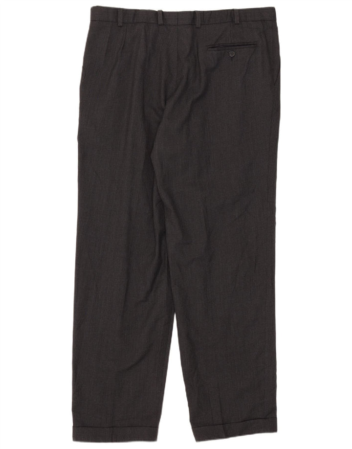 Marks & Spencer Mens Pegged Suit Trousers W38 L31 Grey Houndstooth