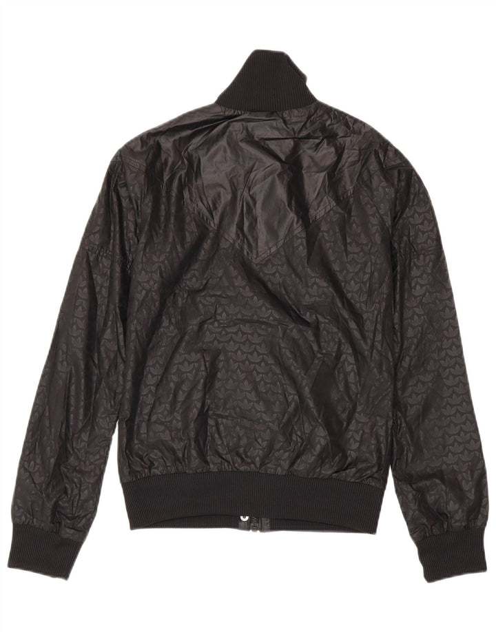 Adidas Womens Graphic Tracksuit Top Jacket EU 34 XS Black Polyester