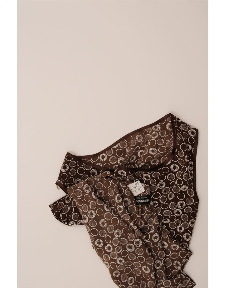 VINTAGE Womens Sleeveless Blouse Top UK 14 Medium Brown Spotted Vintage Vintage and Second-Hand Vintage from Messina Hembry 