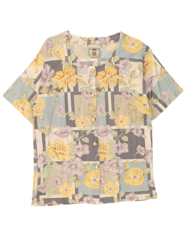Vintage Womens Short Sleeve Shirt Blouse IT 46 Large Multicoloured Floral