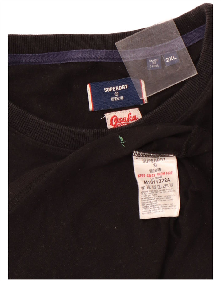 SUPERDRY Mens Graphic T-Shirt Top 2XL Black Cotton