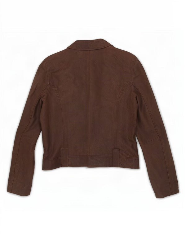 In Extenso Womens Leather Jacket UK 14 Medium Brown