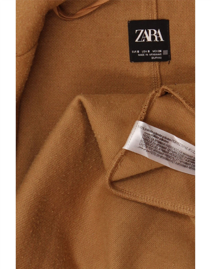 Zara Womens Open Overcoat UK 10 Small Brown Polyester