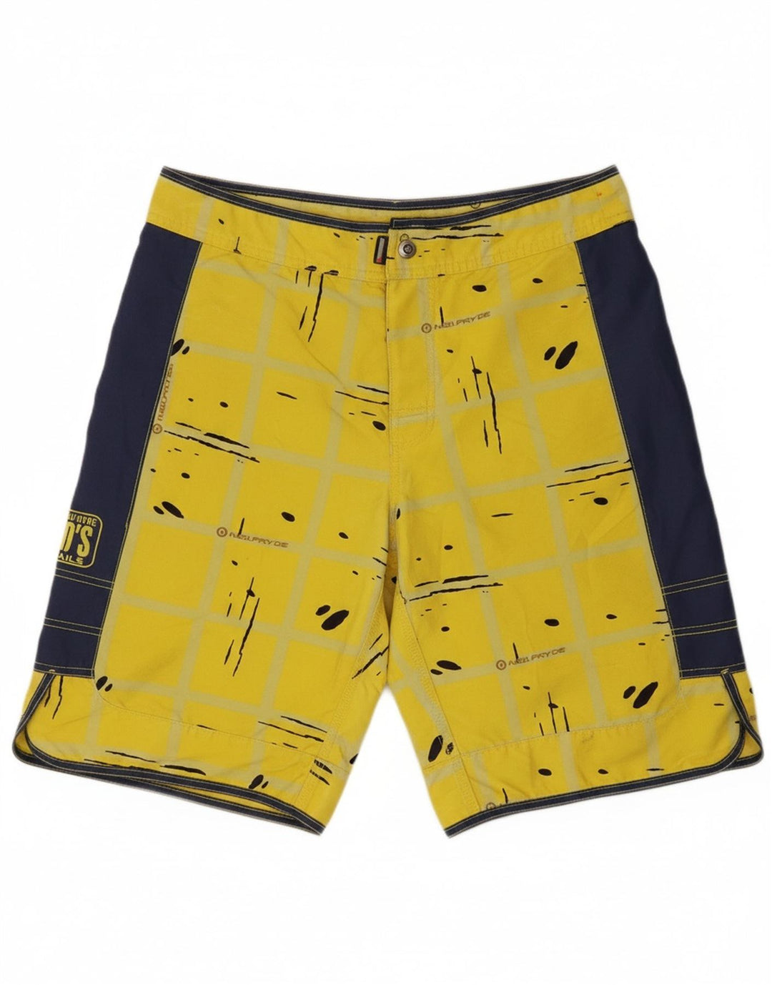 NEILPRYDE Mens Graphic Swimming Shorts Medium  Yellow Spotted Polyester