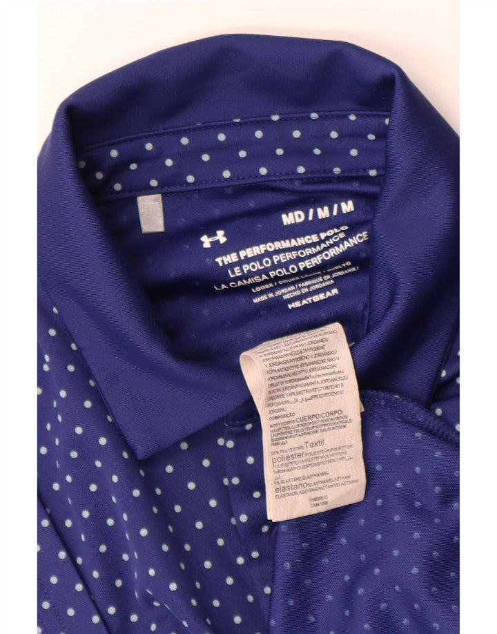 Under Armour Mens Heat Gear Polo Shirt Medium Blue Spotted Polyester