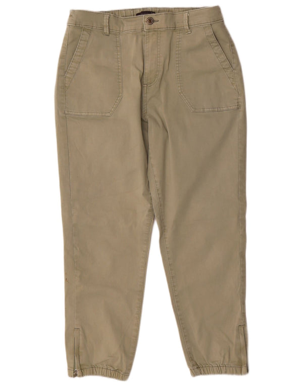 Marks & Spencer Womens Joggers Cropped Trousers UK 14 Large W32 L25 Khaki