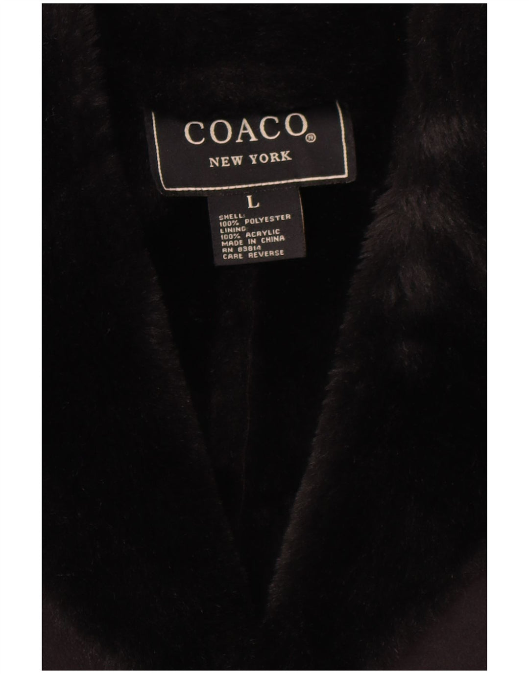 Vintage Womens Oversized Sherpa Overcoat UK 16 Large Black Polyester