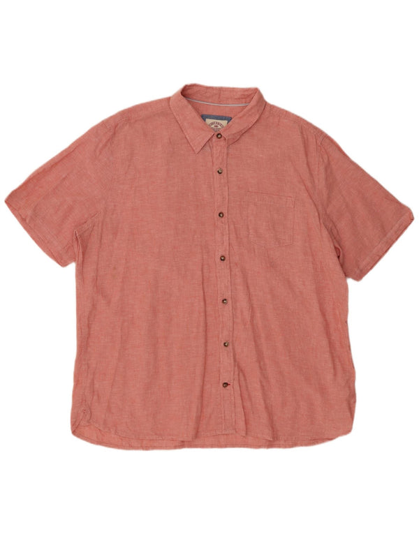 FAT FACE Mens Short Sleeve Shirt 2XL Pink Linen