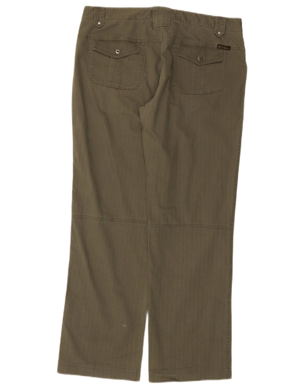 COLUMBIA Womens Straight Casual Trousers US 12 Large W34 L31 Khaki Striped