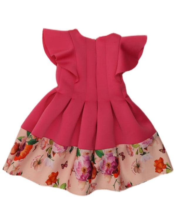 TED BAKER Girls A-Line Dress 5-6 Years Pink Floral Polyester