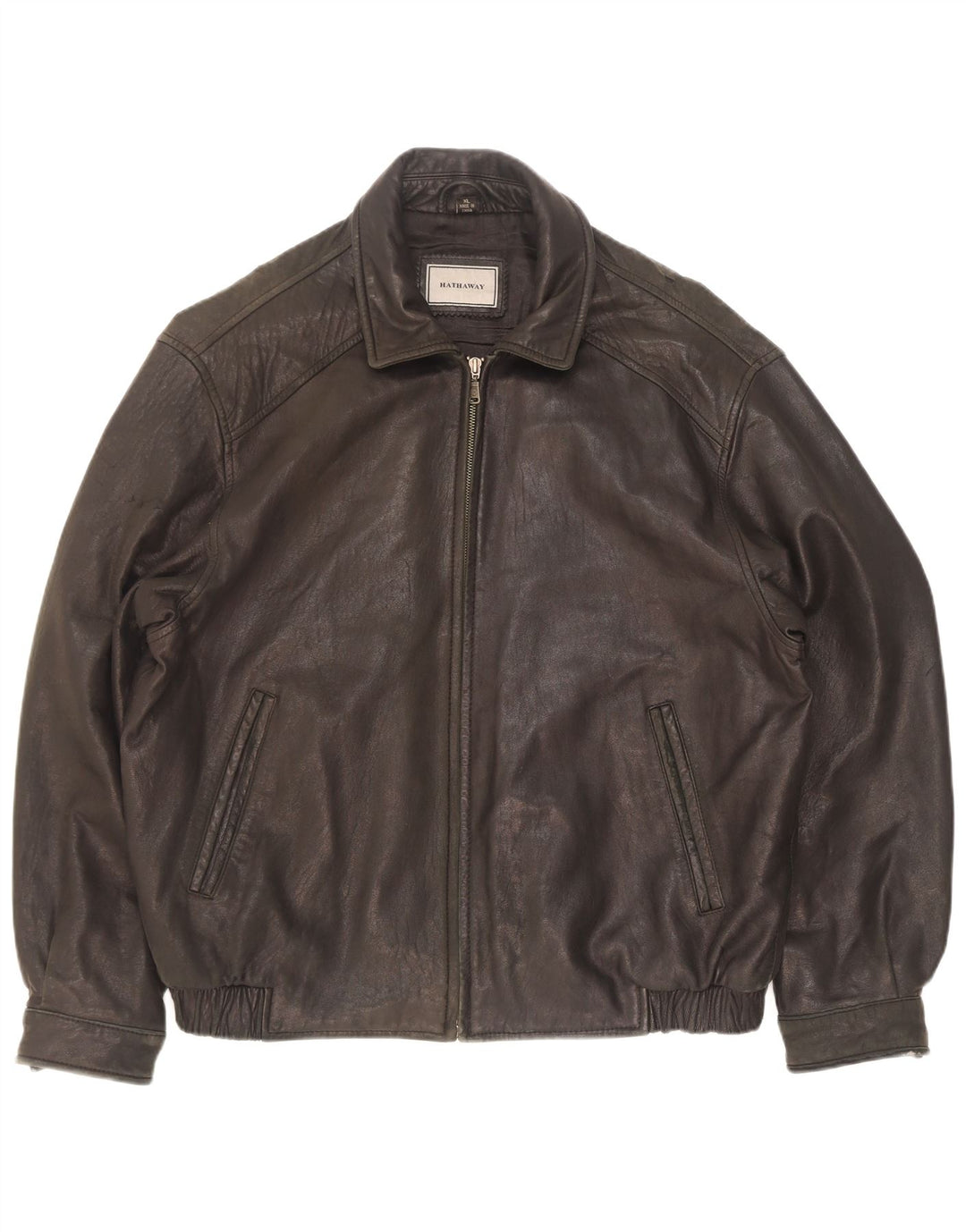 Hathaway Mens Leather Jacket UK 42 XL Black Leather