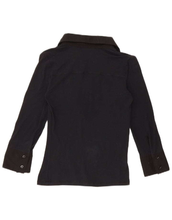 Liu Jo Womens Pullover 3/4 Sleeve Shirt Blouse UK 8 Small Navy Blue