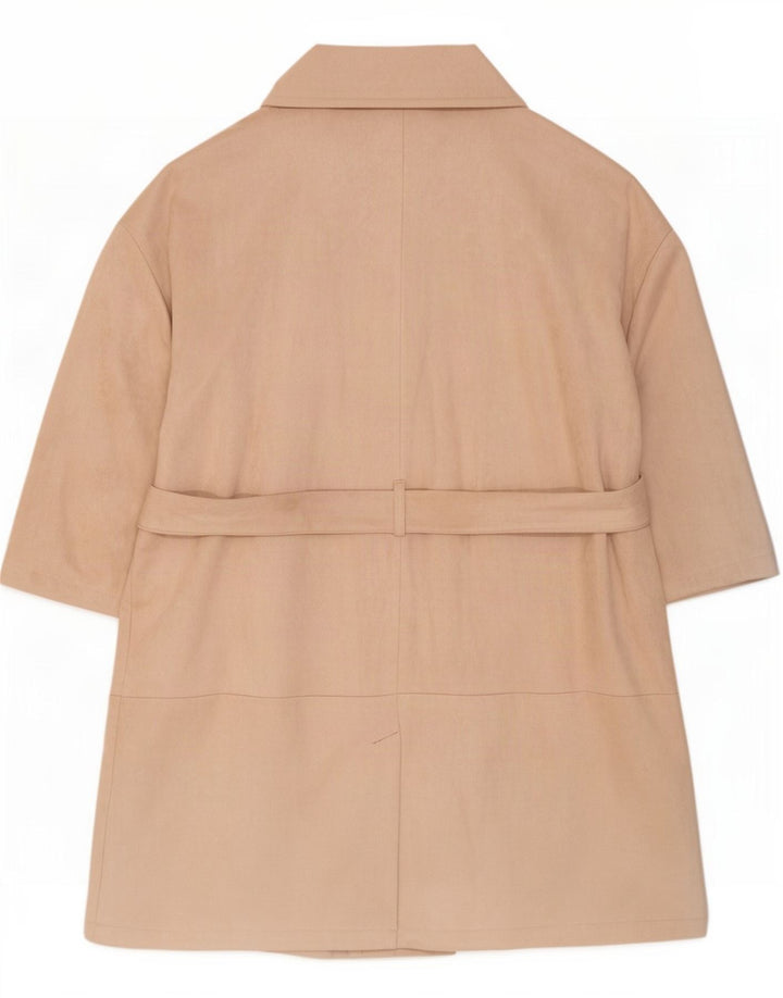 Marks & Spencer Womens Double Breasted Coat UK 24 4XL Beige Polyester
