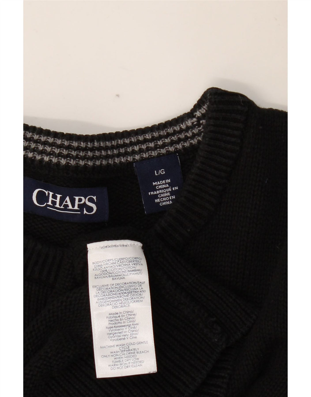 CHAPS Mens Crew Neck Jumper Sweater Large Black Cotton