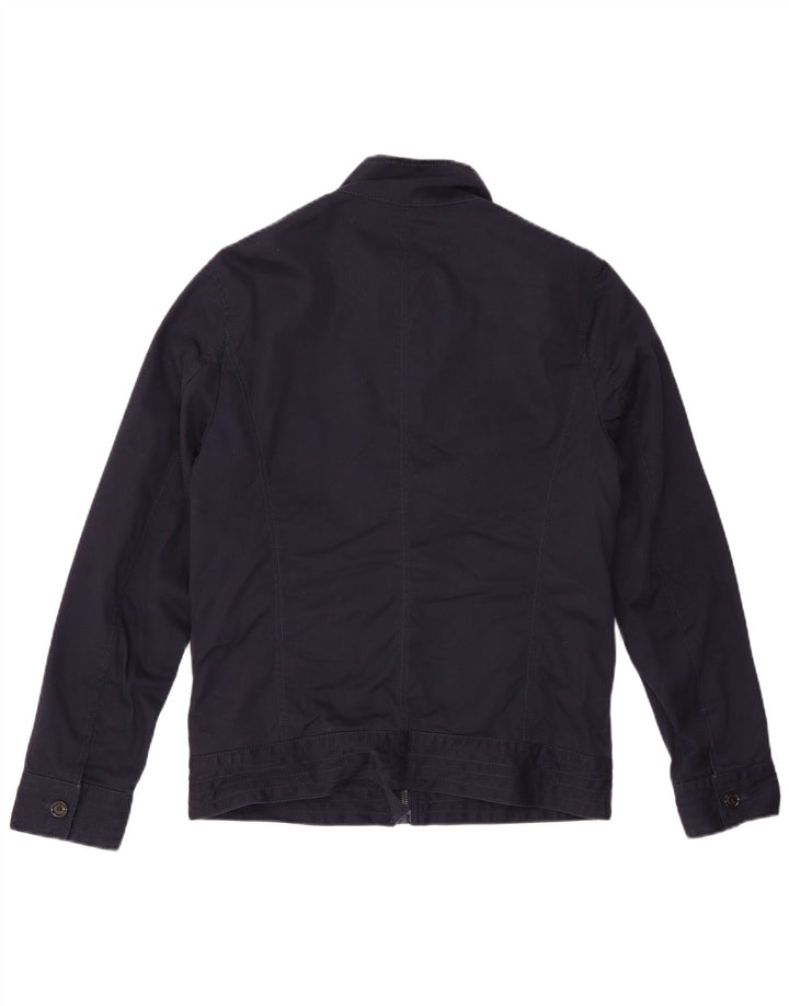 ZARA Mens Military Jacket UK 40 Large Navy Blue Polyester