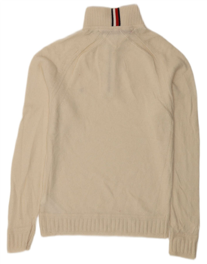 Tommy Hilfiger Mens Zip Neck Jumper Sweater Large Off White Wool