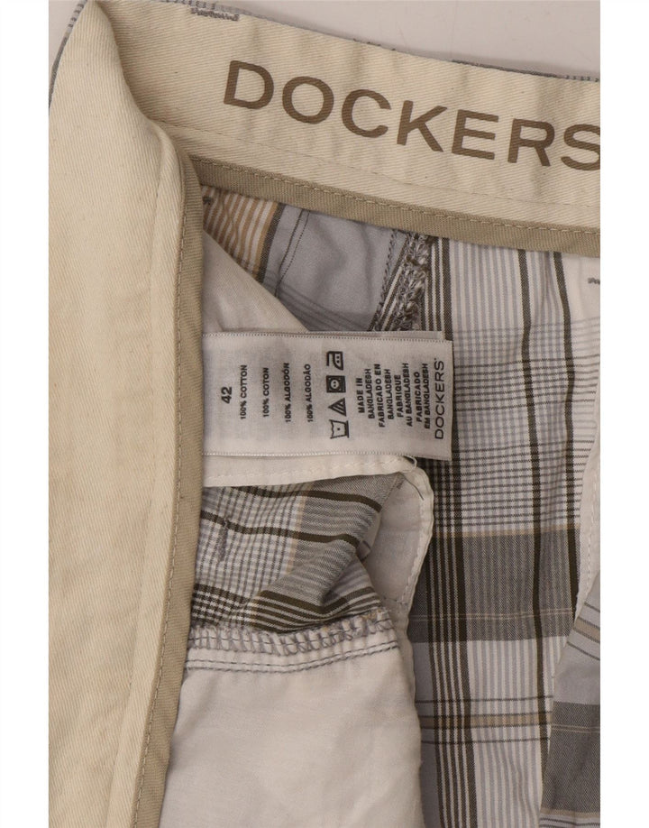 DOCKERS Mens Chino Shorts  W42 2XL Grey Check Cotton Vintage Dockers and Second-Hand Dockers from Messina Hembry 