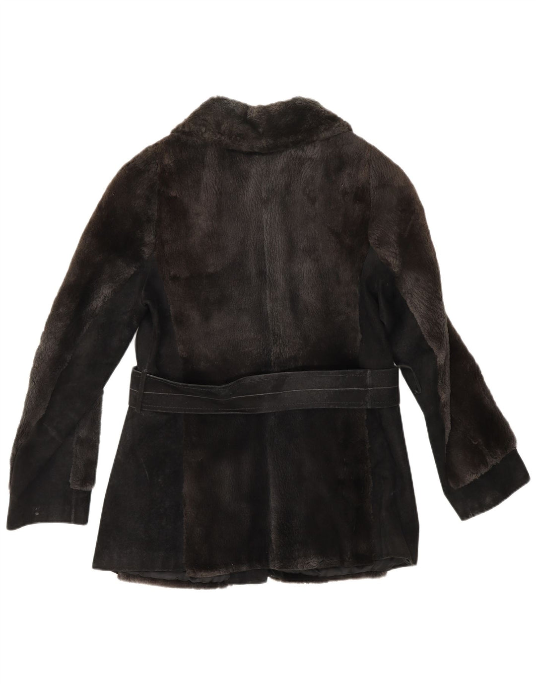 Vintage Womens Faux Fur Suede Jacket UK 12 Medium Brown